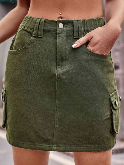 Denim Skirt with Pockets