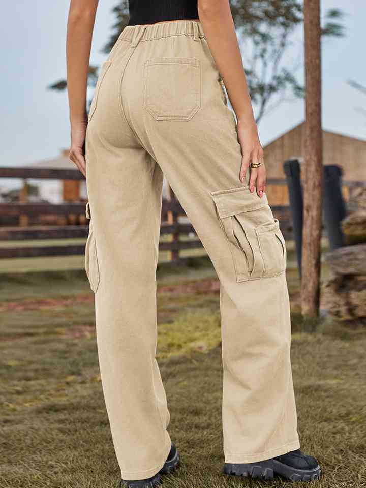 Pocketed Wide Leg Denim Pants