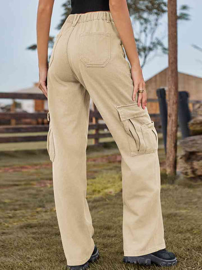 Pocketed Wide Leg Denim Pants