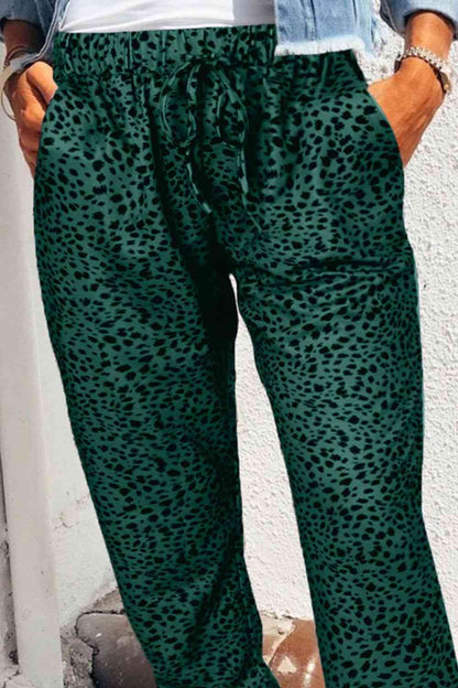 Leopard Pattern Pocketed Pants