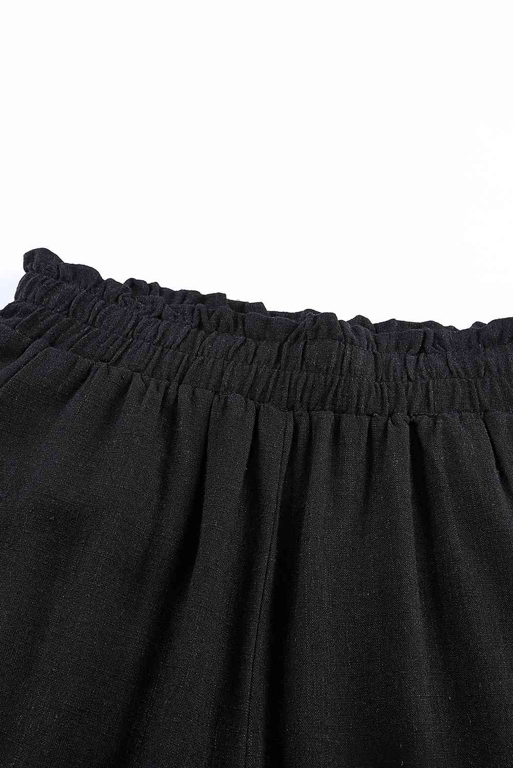 Elastic Waist Straight Leg Pants with Pockets