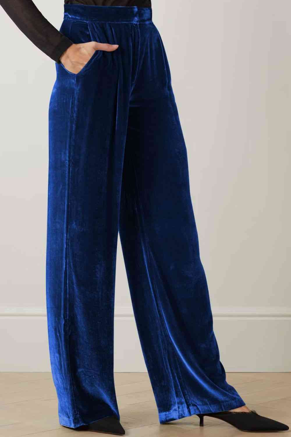 Loose Fit High Waist Pants with Pockets