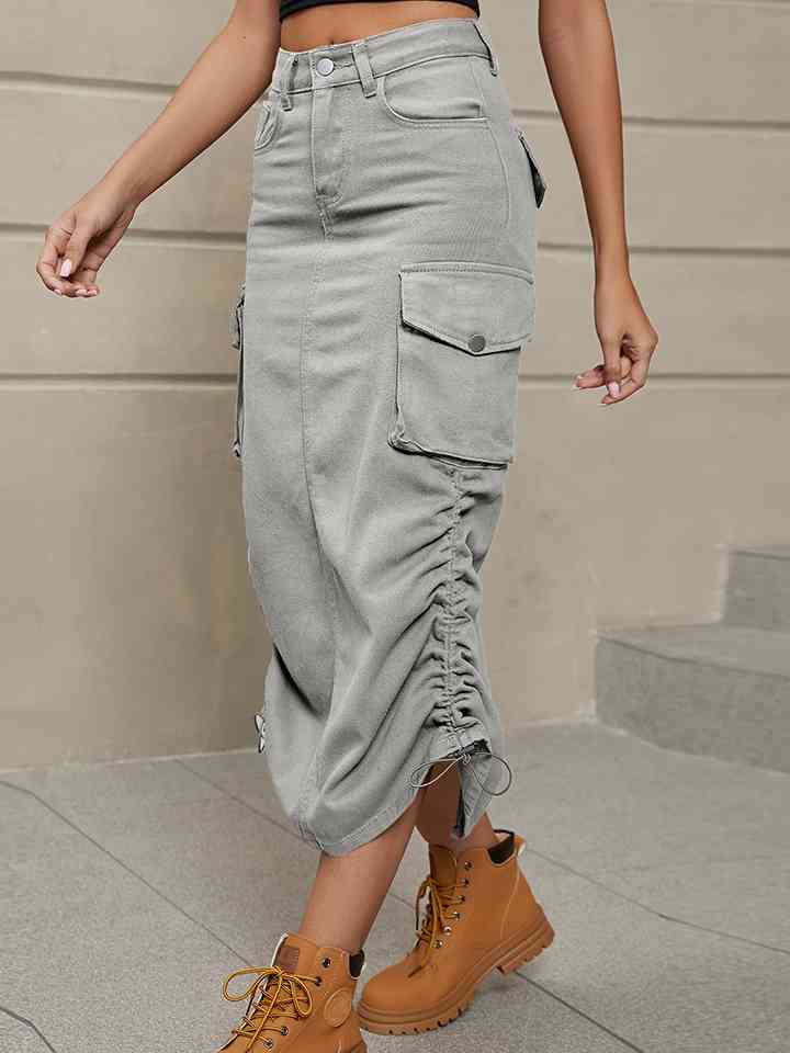 Denim Skirt with Pockets