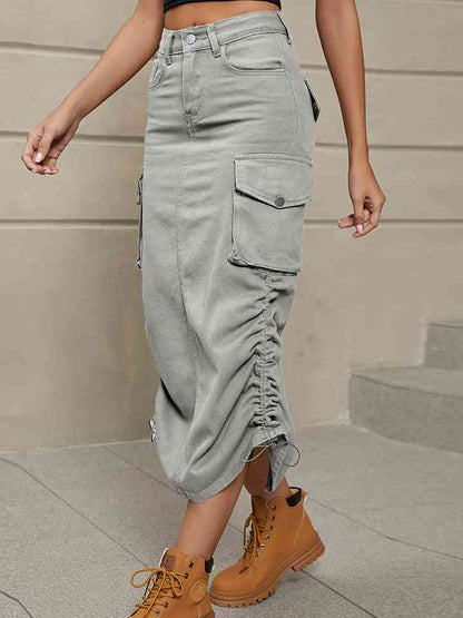 Denim Skirt with Pockets