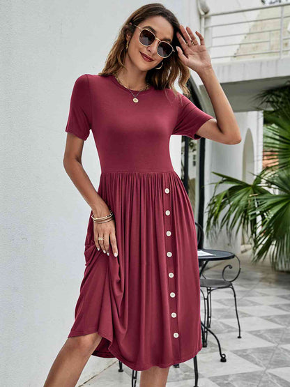 Button Detail Dress with Pockets