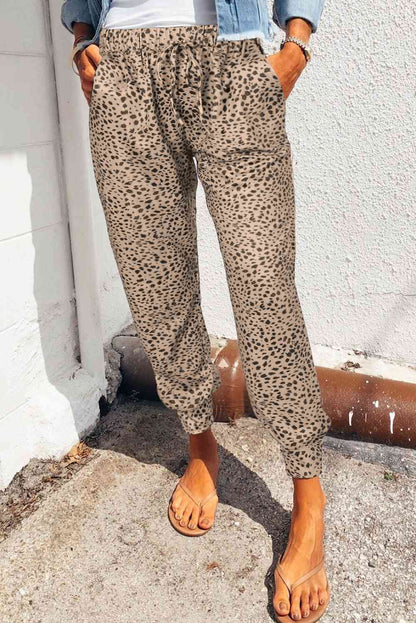 Leopard Pattern Pocketed Pants