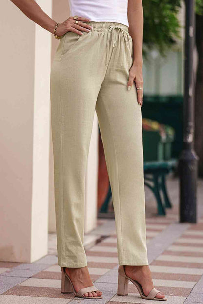 Elastic Waist Pants with Pockets