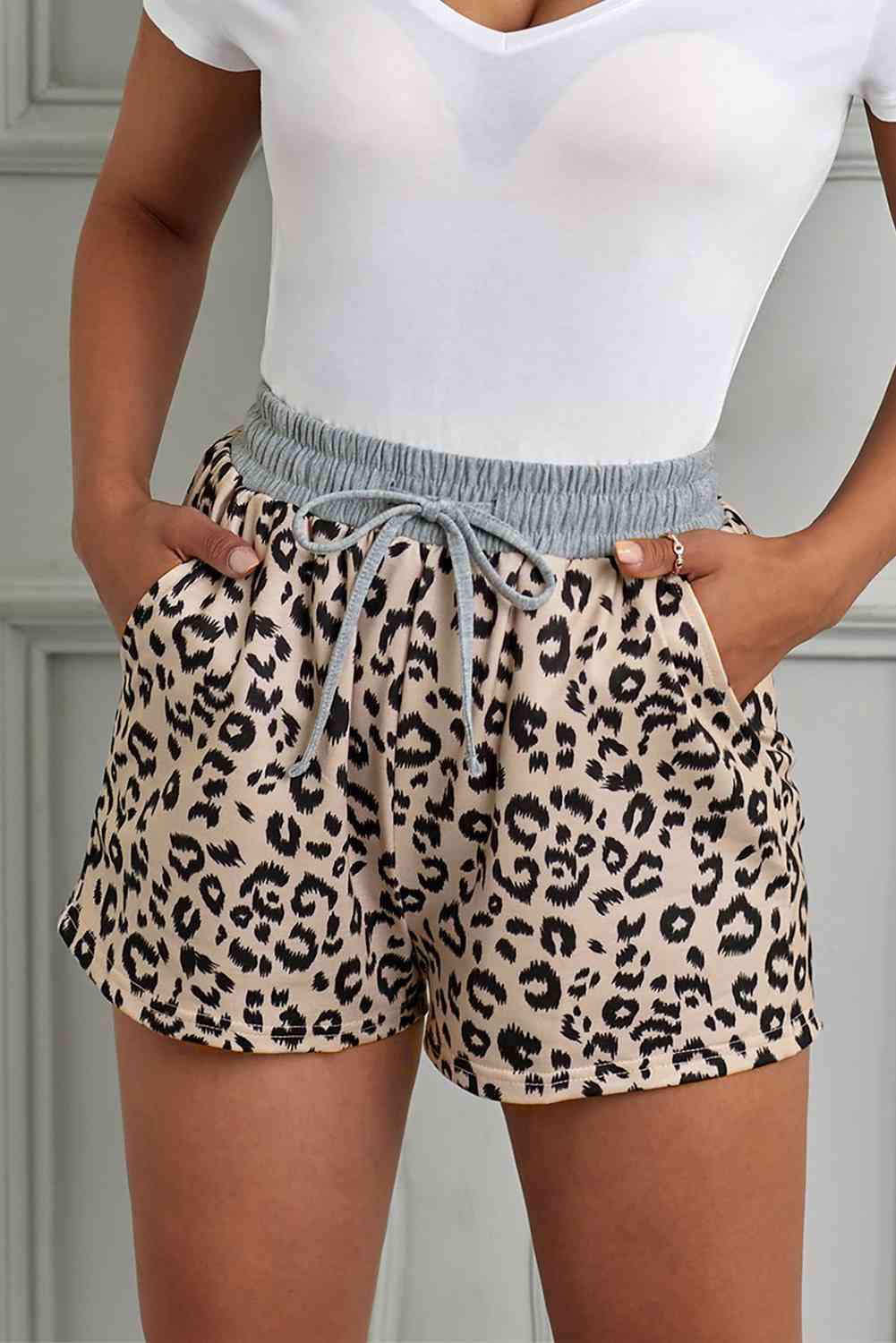Leopard Print Shorts with Pockets