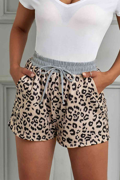 Leopard Print Shorts with Pockets