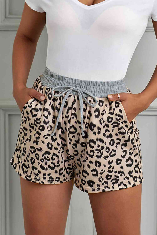 Leopard Print Shorts with Pockets