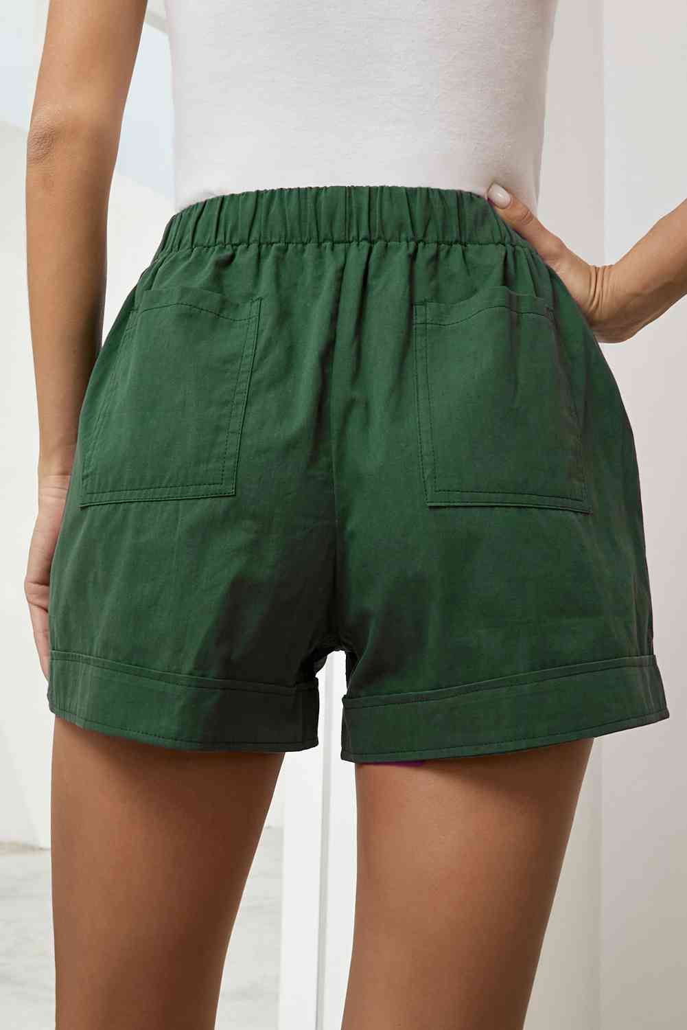 Drawstring Elastic Waist Shorts with Pockets
