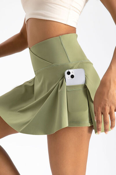 High Waist Active Skirt with Pocket
