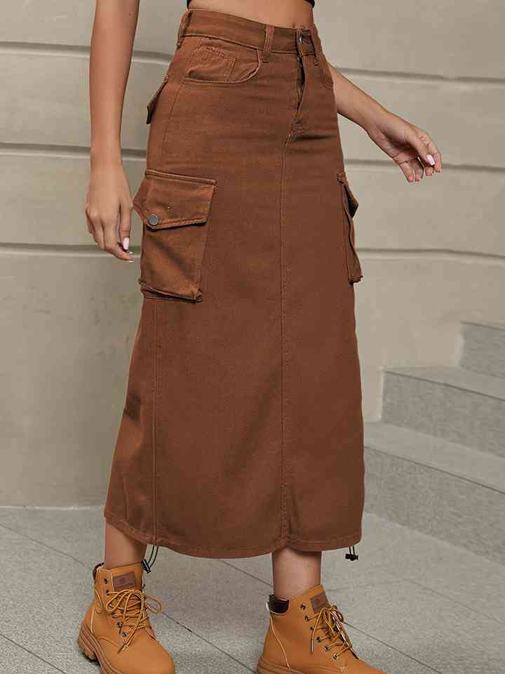 Denim Skirt with Pockets