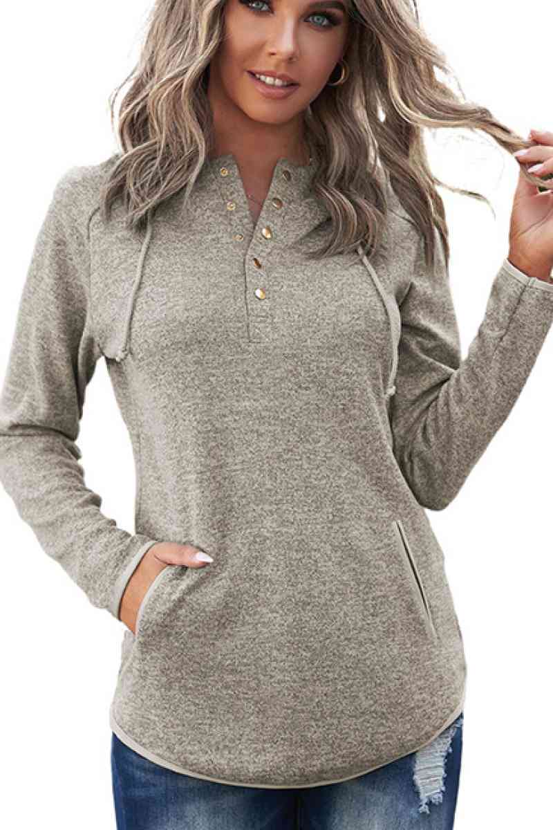 Hooded Long Sleeve Top with Pockets