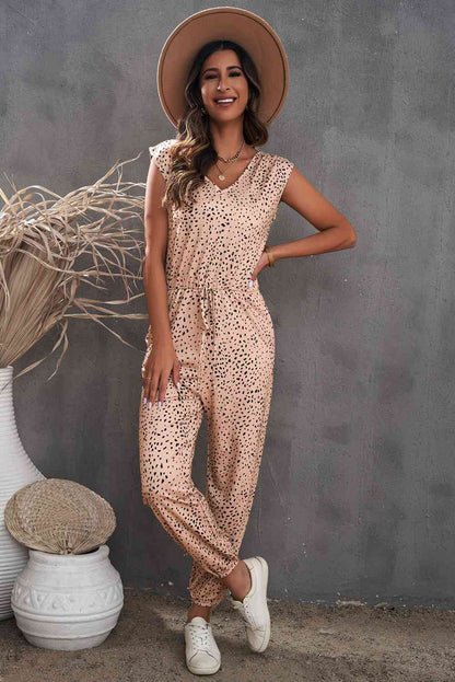 Animal Print Jogger Jumpsuit with Pockets