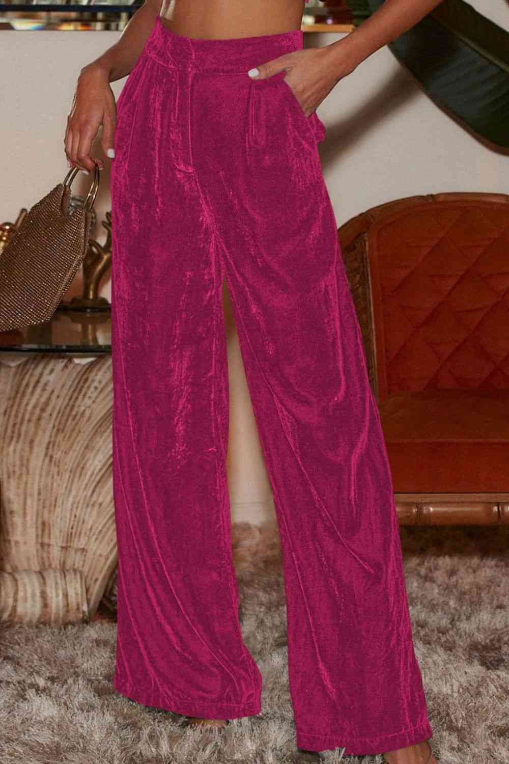 Loose Fit High Waist Pants with Pockets