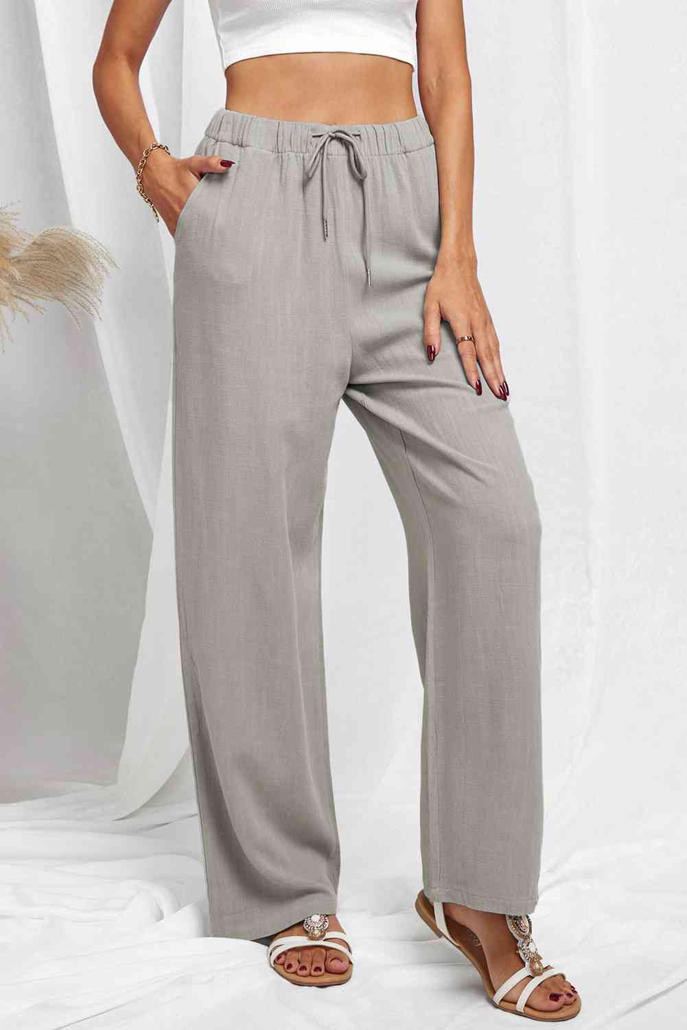 Elastic Waist Pants with Pockets