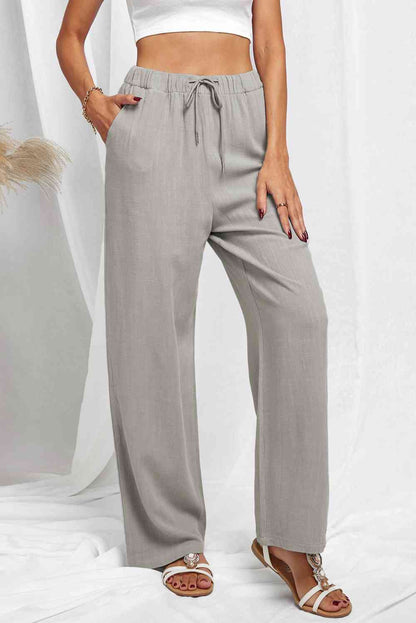 Elastic Waist Pants with Pockets