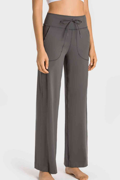 Wide Leg Sports Pants with Pockets